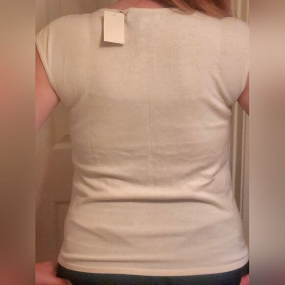 NWT Coldwater Creek L Cream SILK Blend Embroidered Beaded Slvless Knit Women Top - Picture 2 of 10
